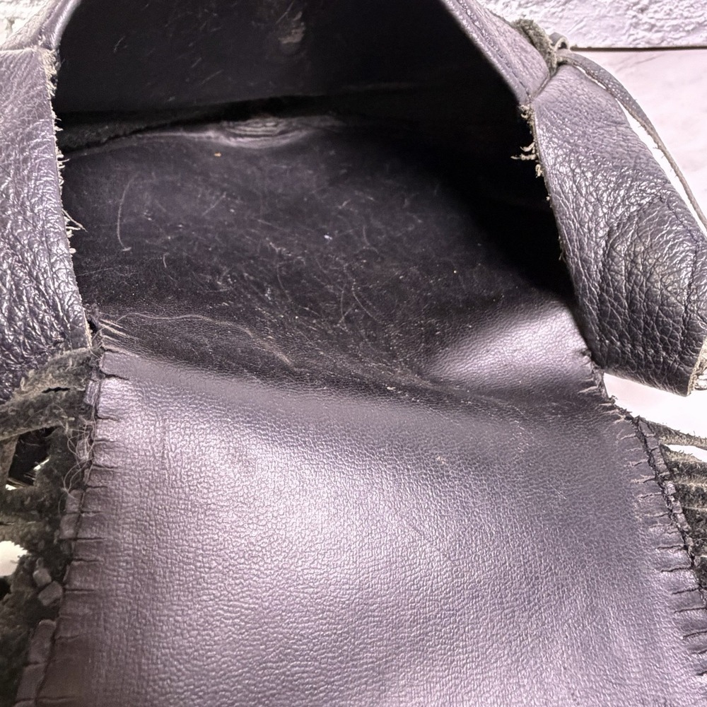 Vintage Harley Davidson Leather Fringe Hip Bag Purse Black Shoulder Bag No Strap - Picture 12 of 15